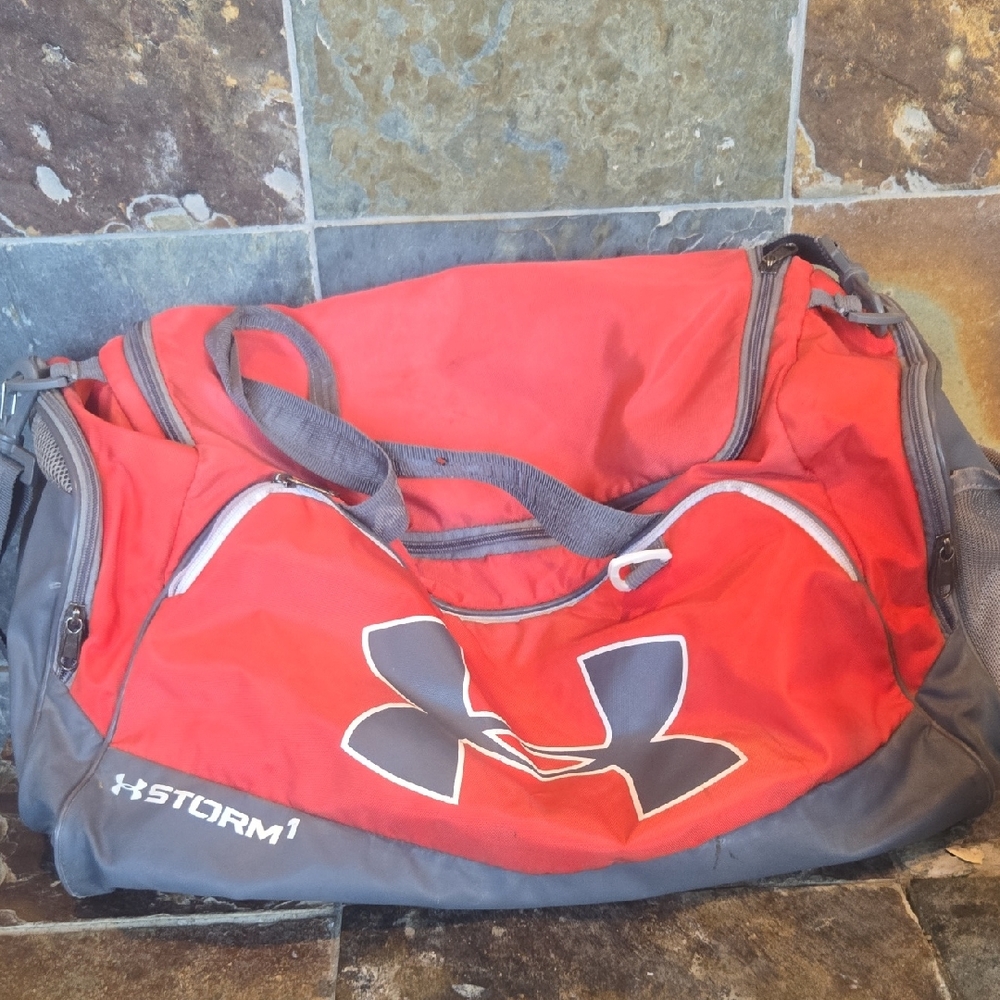 Under Armour Storm1 Red and Gray Duffel Bag